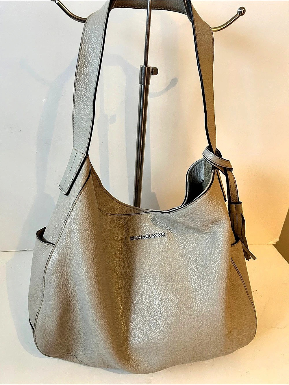 Michael Kors Pebbled Hobo Bag in Taupe
